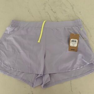 Purple ASICS athletic shorts